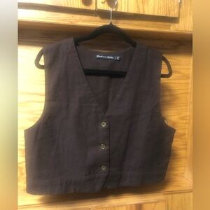 Gudrun Sjoden Dark Brown Crop Length Vest